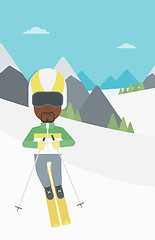 Image showing Young man skiing vector illustration.