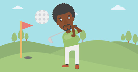 Image showing Golfer hitting the ball vector illustration.