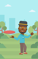 Image showing Man playing flying disc vector illustration.
