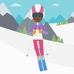 Image showing Young woman skiing vector illustration.