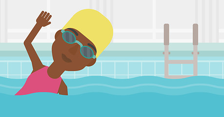 Image showing Woman swimming in pool vector illustration.