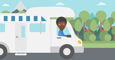 Image showing Man driving motor home vector illustration.