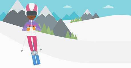 Image showing Young woman skiing vector illustration.