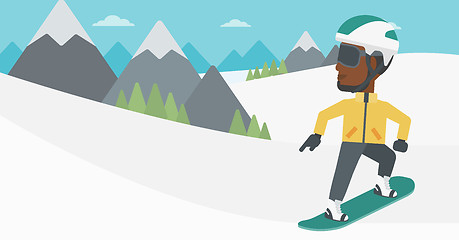 Image showing Young man snowboarding vector illustration.