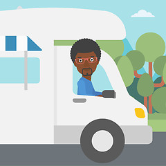 Image showing Man driving motor home vector illustration.