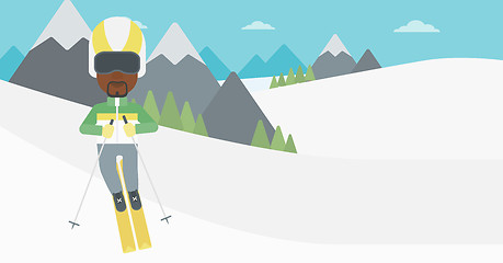 Image showing Young man skiing vector illustration.