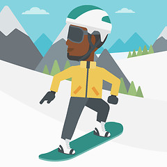 Image showing Young man snowboarding vector illustration.