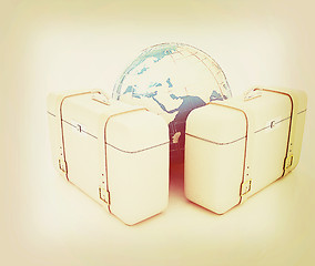 Image showing suitcases for travel . 3D illustration. Vintage style.