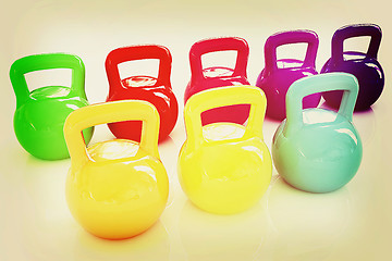 Image showing Colorful weights . 3D illustration. Vintage style.