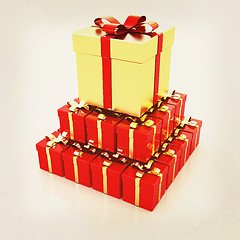 Image showing Bright christmas gifts. 3D illustration. Vintage style.