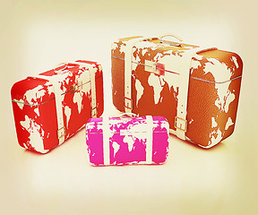 Image showing suitcases for travel . 3D illustration. Vintage style.