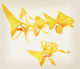 Image showing Gold fishes. 3D illustration. Vintage style.