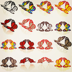 Image showing Butterflies botany set. 3D illustration. Vintage style.