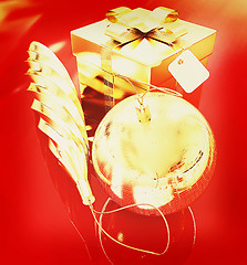 Image showing Bright christmas gifts. 3D illustration. Vintage style.