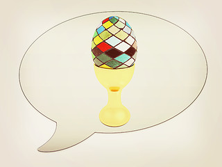 Image showing messenger window icon and Easter egg on gold egg cups . 3D illus