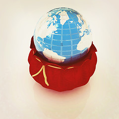 Image showing Bag and earth . 3D illustration. Vintage style.