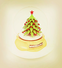 Image showing Christmas Snow globe with the falling snow and christmas tree. 3