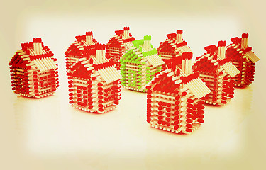 Image showing Log houses from matches pattern with the best percent. 3D illust