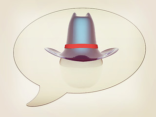 Image showing messenger window icon. 3d blue metallic hats on white ball. Sapp