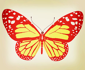 Image showing beauty butterfly. 3D illustration. Vintage style.