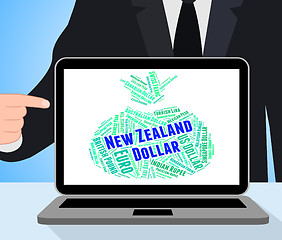 Image showing New Zealand Dollar Means Worldwide Trading And Currency