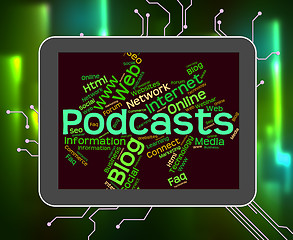 Image showing Podcast Word Represents Text Webcast And Broadcasting