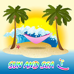 Image showing Sun And Sea Represents Summer Time And Break