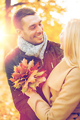 Image showing romantic couple in the autumn park