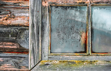 Image showing Old Frozen Window Of The Hut 