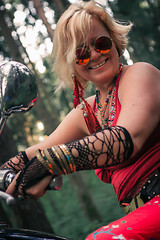 Image showing Portrait of Mature Woman Biker