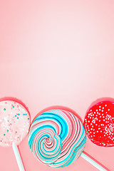 Image showing Pink Background With Colored Candy