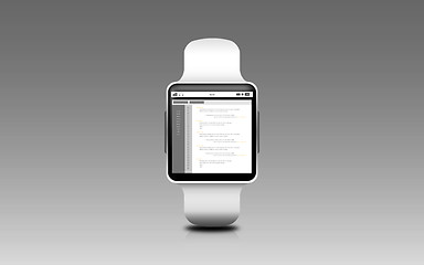 Image showing illustration of smart watch with coding on screen