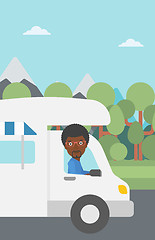 Image showing Man driving motor home vector illustration.