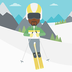 Image showing Young man skiing vector illustration.