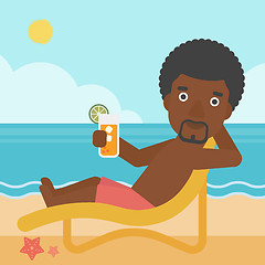 Image showing Man sitting in chaise longue vector illustration.