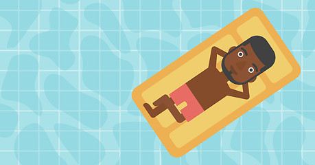 Image showing Man relaxing in swimming pool vector illustration.