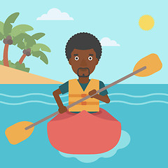 Image showing Man riding in kayak vector illustration.