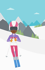 Image showing Young woman skiing vector illustration.