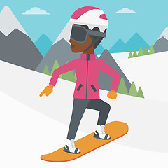 Image showing Young woman snowboarding vector illustration.