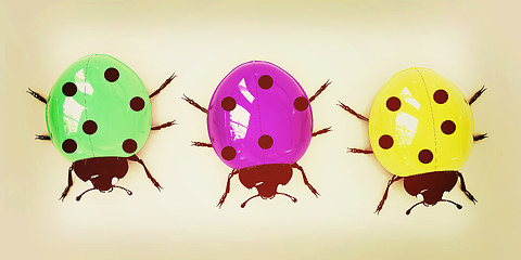 Image showing Ladybirds. 3D illustration. Vintage style.