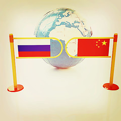 Image showing Three-dimensional image of the turnstile and flags of China and 