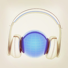 Image showing abstract 3d illustration of earth listening music . 3D illustrat