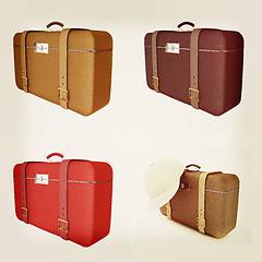 Image showing Traveler\'s suitcase set . 3D illustration. Vintage style.