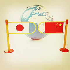 Image showing Three-dimensional image of the turnstile and flags of China and 