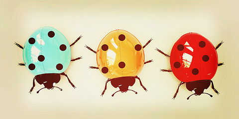 Image showing Ladybirds. 3D illustration. Vintage style.