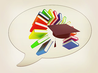 Image showing messenger window icon and Colorful books like the rainbow and gr