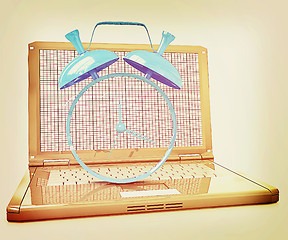 Image showing Notebook and clock . 3D illustration. Vintage style.