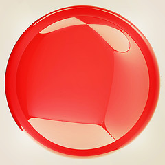 Image showing Glossy red button. 3D illustration. Vintage style.