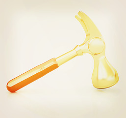 Image showing Hammer on white background . 3D illustration. Vintage style.