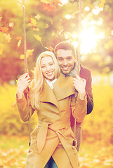 Image showing romantic couple in the autumn park